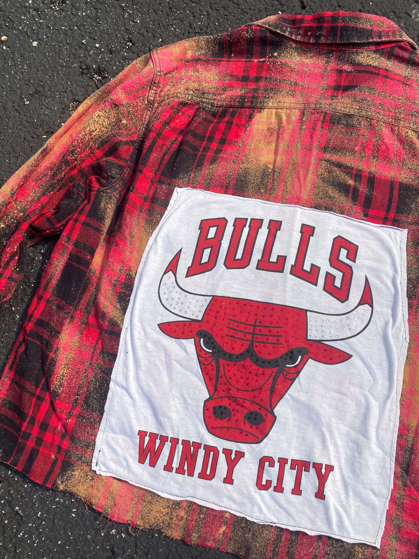 Chicago Bulls Acid Wash w/ Rhinestone Detail