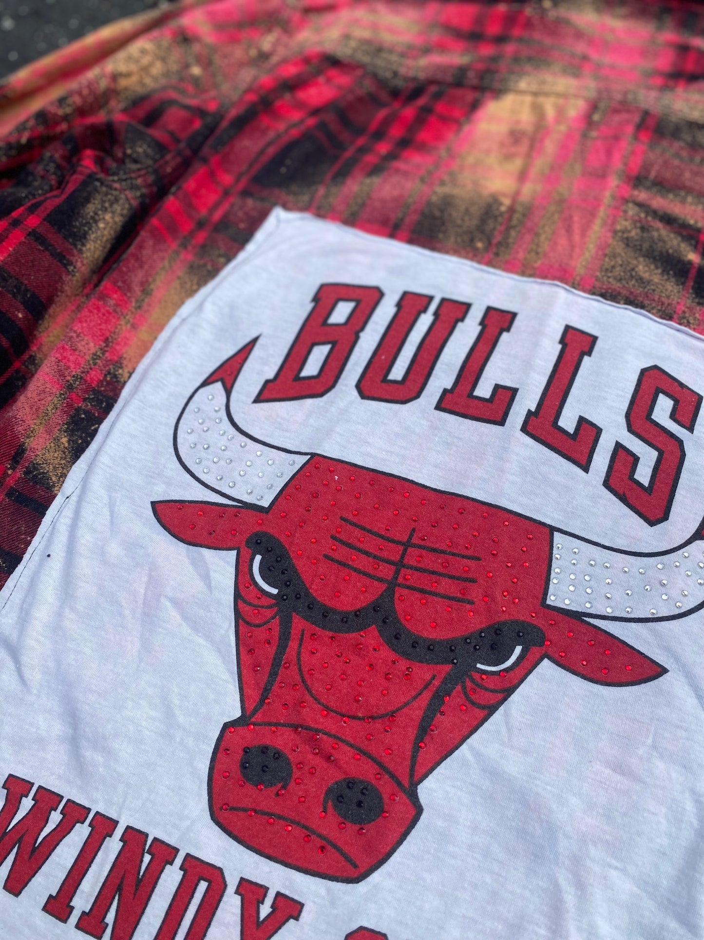 Chicago Bulls Acid Wash w/ Rhinestone Detail